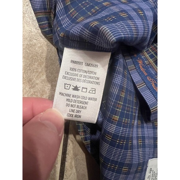 Robert Graham Shirt Mens XXL Colorful Purple Plaid Flip Cuff Embroidered - Picture 7 of 9